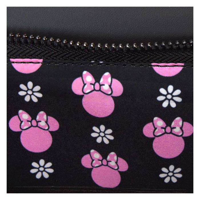 Loungefly Bolso Bandolera Minnie Disney Rock the Dots Piel Vegana 22,86x1,27x19,69cm con Correa Ajustable y Lazo 3D
