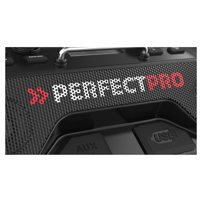 PerfectPro ROCKTAGON Radio de obra digital 30W DAB+ FM Bluetooth 5.2 IP65, 4 altavoces, compatible baterías 18V Bosch Makita DeWalt Milwaukee, USB, Negro/Rojo
