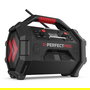 PerfectPro ROCKTAGON Radio de obra digital 30W DAB+ FM Bluetooth 5.2 IP65, 4 altavoces, compatible baterías 18V Bosch Makita DeWalt Milwaukee, USB, Negro/Rojo