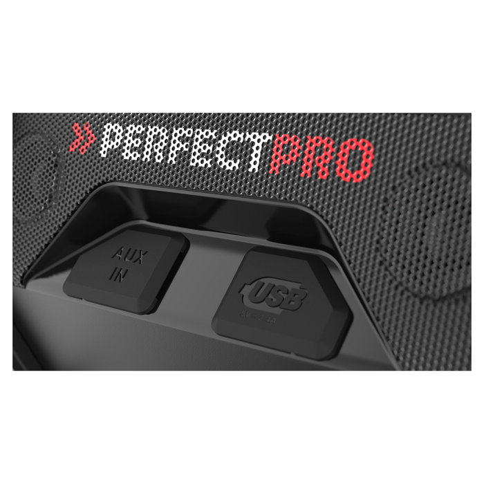 PerfectPro ROCKTAGON Radio de obra digital 30W DAB+ FM Bluetooth 5.2 IP65, 4 altavoces, compatible baterías 18V Bosch Makita DeWalt Milwaukee, USB, Negro/Rojo