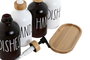 DKD Home Decor Set de 3 Dosificadores de Cristal y Bambú 350ml (Surtido)