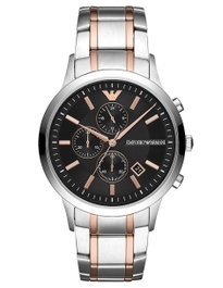 Armani AR11165 con esfera negra y correa plateada