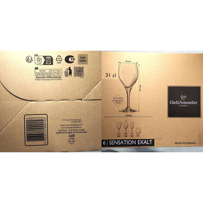 Chef & Sommelier Caja 6 Copas Vino Krysta Eco Sensation Exalt 31 cL