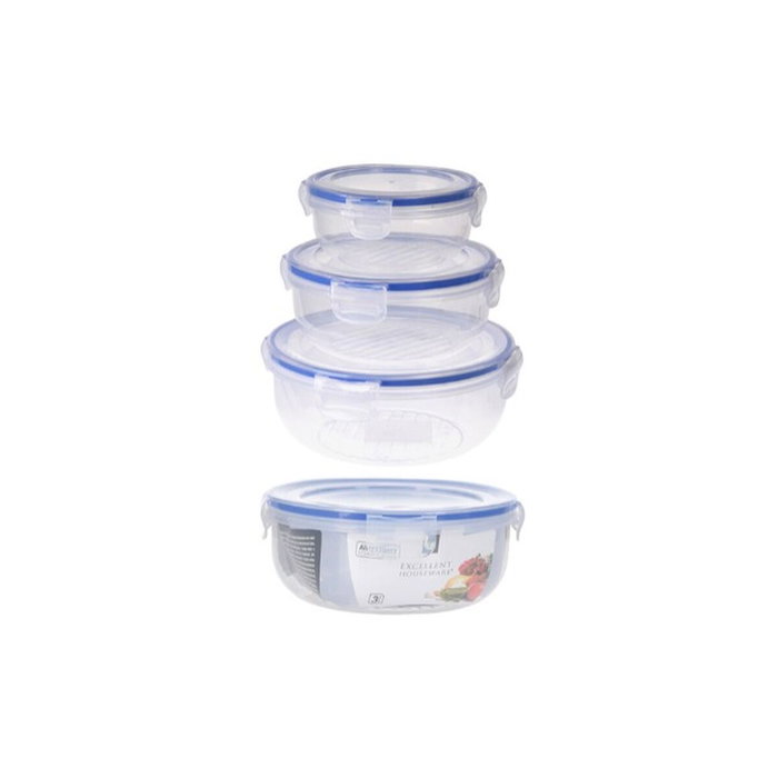 Excellent Houseware Set de 3 fiambreras redondas herméticas