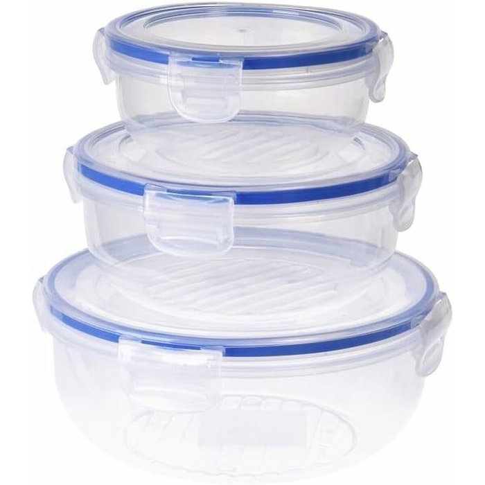 Excellent Houseware Set de 3 fiambreras redondas herméticas