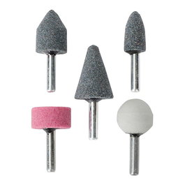 Workpro Juego de 5 Cabezales de Muela Mini para Metal y Hierro Fundido, Vástago Ø6 mm, Material Óxido de Aluminio, para Afilado Rápido