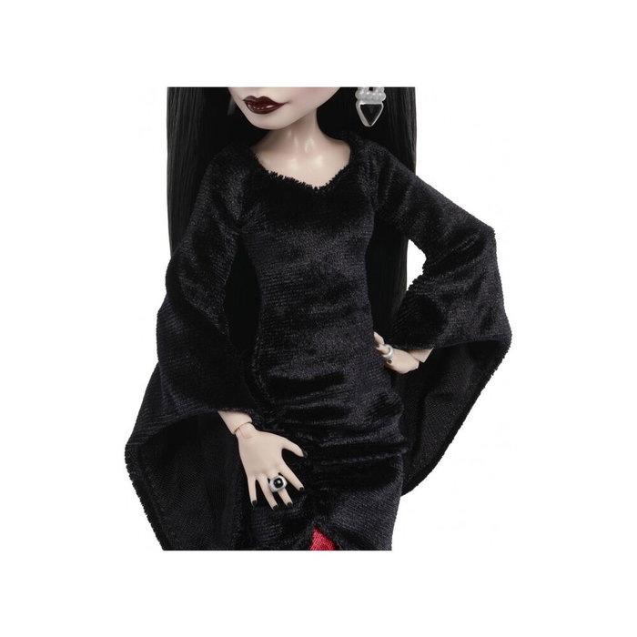 Monster High Wednesday Morticia Muñeca Colección Monster High x Miércoles JLK99 Mattel - Vestido Negro Terciopelo, Cabello Elegante