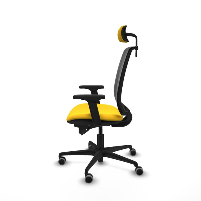 PIQUERAS Y CRESPO Alares Silla de oficina con mecanismo sincro, malla negra y similpiel amarillo PIQUERAS Y CRESPO Alares Silla de oficina con mecanismo sincro, malla negra y similpiel amarillo