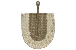 DKD Home Decor Decoración de Pared Paipai Seagrass Natural y Crema 28x40 cm
