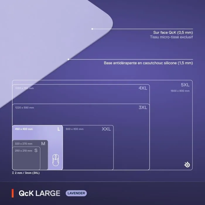 Steelseries Alfombrilla de Ratón para Juegos QcK L Lavanda STE5707119066624