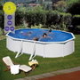 Gre Piscina Ovalada con Pared de Acero y Chapa Blanca 500 x 300 x 120 cm