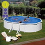 Gre Piscina Ovalada Acero 500x300x120 cm Depuradora Arena 4m³/h PVC Azul