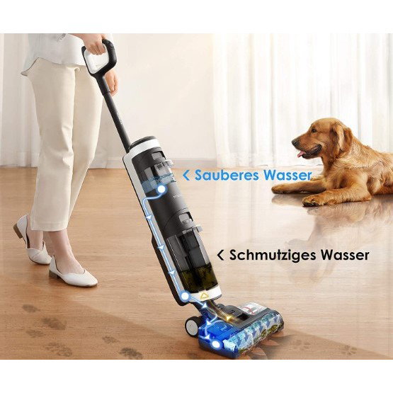 Tineco FLOOR ONE S3 Extreme Aspiradora Escoba 2 en 1, Seca y Húmeda, Filtrado por Agua, Azul, Blanco