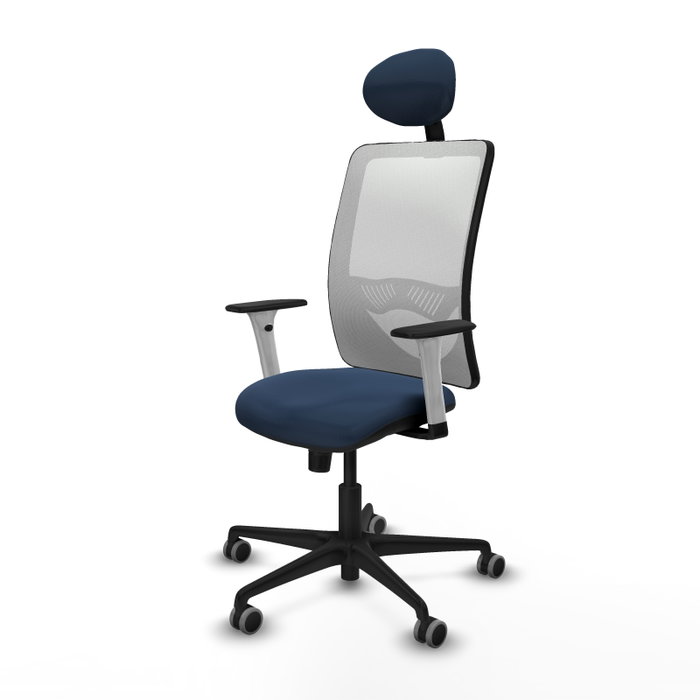 PIQUERAS Y CRESPO Silla de oficina Zulema con mecanismo Sincro, Azul marino y Blanco