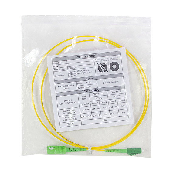 LogiLink Cable de fibra simplex OS2 SM G.657.A2, SC/APC a LC/APC, 1 m LogiLink Cable de fibra simplex OS2 SM G.657.A2, SC/APC a LC/APC, 1 m