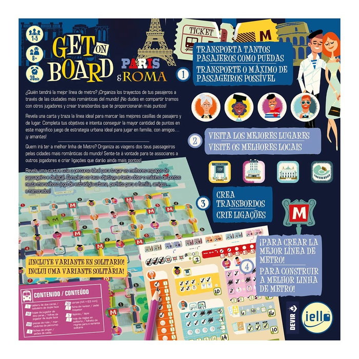 Devir Juego de Mesa Get On Board: París & Roma - Juego Flip & Write para 1-5 Jugadores Devir Juego de Mesa Get On Board: París & Roma - Juego Flip & Write para 1-5 Jugadores