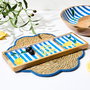 Home Deco Factory Bandeja Compar. Azul, Colección Dolce Vita, Material Mango