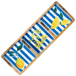 Home Deco Factory Bandeja Compar. Azul, Colección Dolce Vita, Material Mango