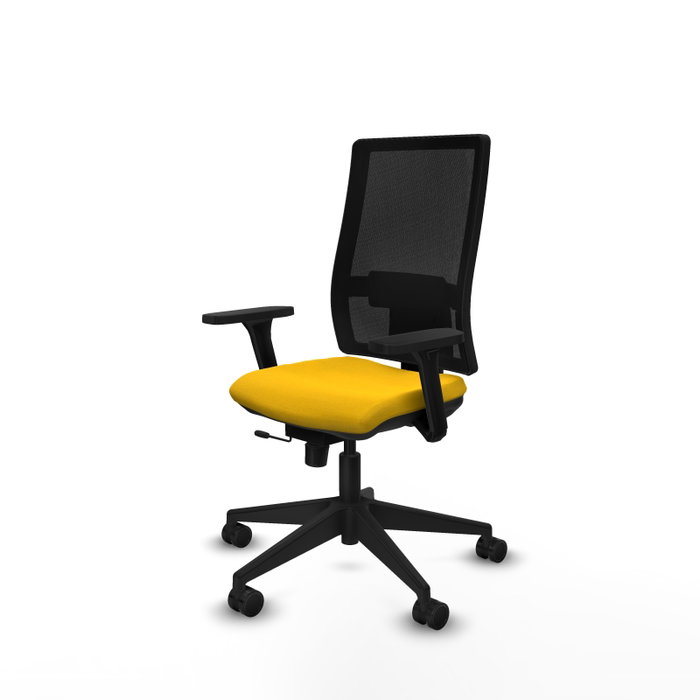 PIQUERAS Y CRESPO Silla de oficina Horna Amarillo/Negro con Brazos 3D