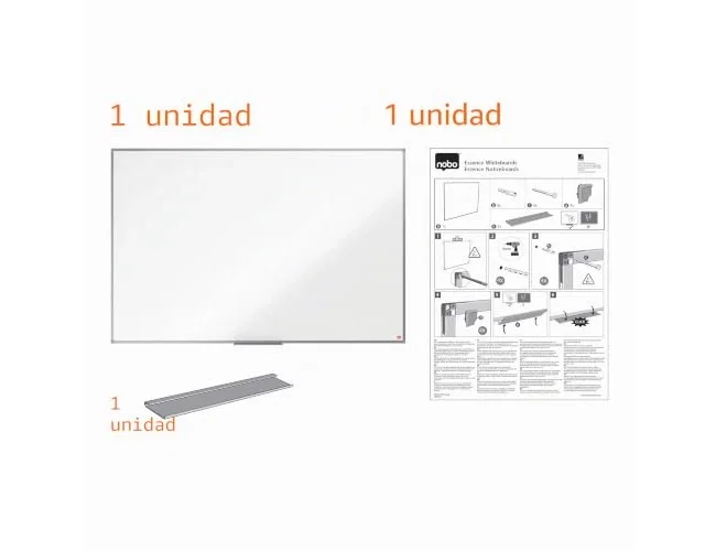 NOBO Pizarra blanca magnética Essence de acero vitrificado 90x60 cm