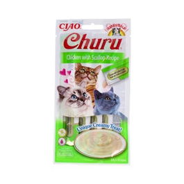 CHURU VET Sticks de Pollo con Vieira para Gatos, 4 unidades x 14g