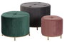 DKD Home Decor Set de 3 Reposapiés de Terciopelo