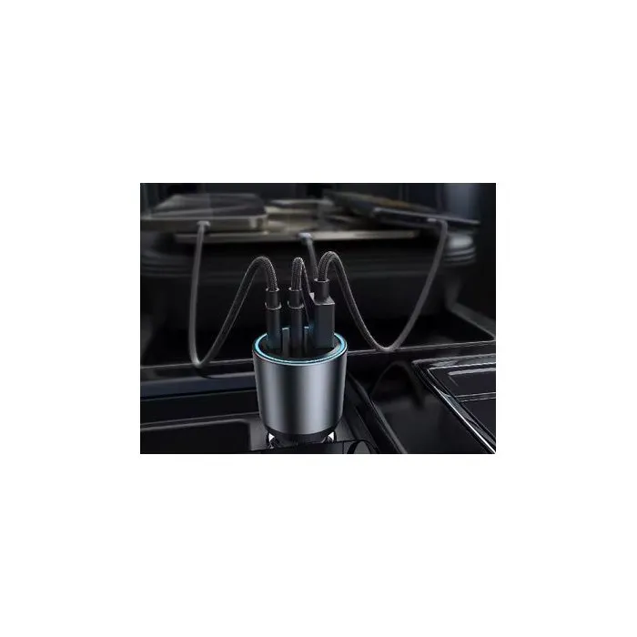 Thomson THO3513767410304 Cargador Coche 95W Tecnología GaN 2 USB-C PD 65W + PD 30W USB-A QC 3.0