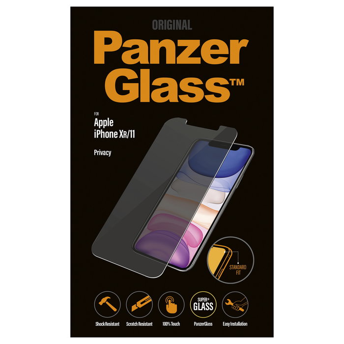 Panzerglass Protector de Pantalla Privacy Standard Fit para iPhone 11 y iPhone XR - Vidrio Templado con Filtro de Privacidad, Anti-Reflejos y Oleofóbico