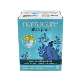 NATRACARE Compresa Regular Con Alas 14Uds. Compresa fina de algodón orgánico sin químicos para flujo escaso