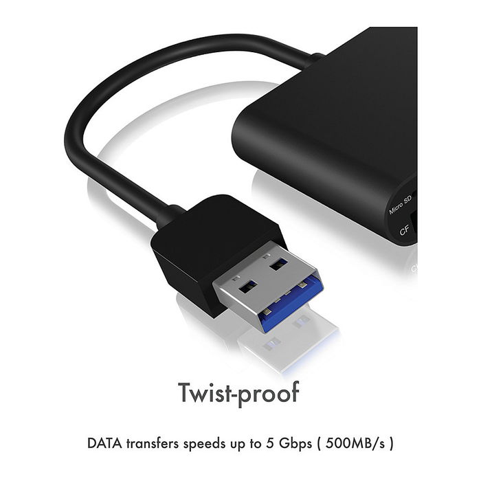 ICY BOX IB-CR301-U3 Lector de Tarjetas USB 3.0 para SD, MicroSD y CF