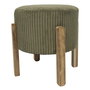 Home Deco Factory Taburete Scott con Tapizado Acanalado y Patas de Madera de Acacia, Colección Cocooning, Verde