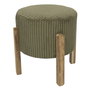 Home Deco Factory Taburete Scott con Tapizado Acanalado y Patas de Madera de Acacia, Colección Cocooning, Verde