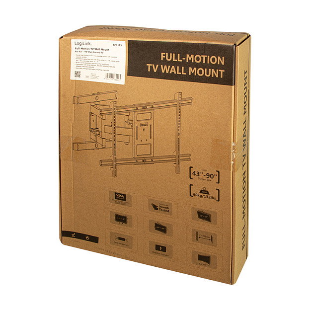 LogiLink Soporte de pared para TV de 43-90 pulgadas, inclinable