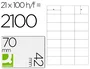 Q-connect KF10648 Etiquetas Adhesivas 70x42 mm para Ink-jet, Láser, Fotocopiadora (100 hojas DIN A4)