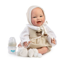 Guca Muñeca Reborn Montessori Anais 42 cm sin pelo con pelele y biberón