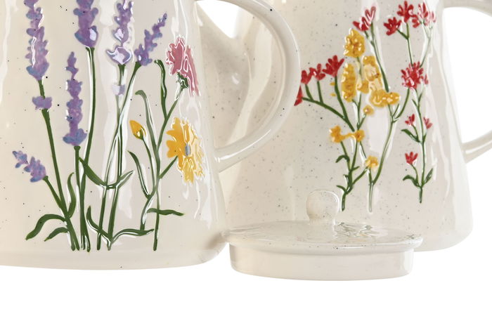 DKD Home Decor Tetera Shabby Flower 24 Porcelana Multicolor 900ml 14 x 16.5 x 22 cm (2 Unidades)