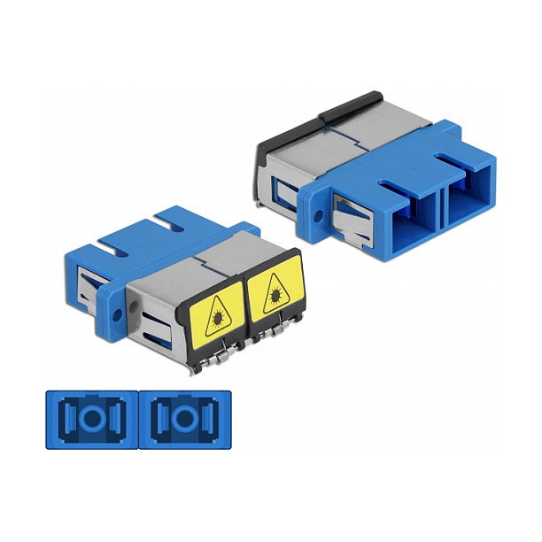 DeLOCK Acoplador de Fibra Óptica SC Duplex con Protección Láser Monomodo Azul DeLOCK Acoplador de Fibra Óptica SC Duplex con Protección Láser Monomodo Azul
