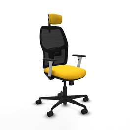 PIQUERAS Y CRESPO Alfera Silla de oficina con malla negra y asiento amarillo