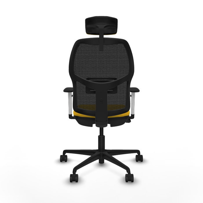 PIQUERAS Y CRESPO Alfera Silla de oficina con malla negra y asiento amarillo