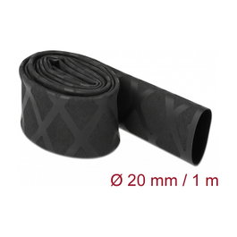 DeLOCK Tubo termorretráctil con patrón en X antideslizante 1 m x 20 mm Negro
