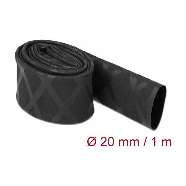 DeLOCK Tubo termorretráctil con patrón en X antideslizante 1 m x 20 mm negro DeLOCK Tubo termorretráctil con patrón en X antideslizante 1 m x 20 mm negro