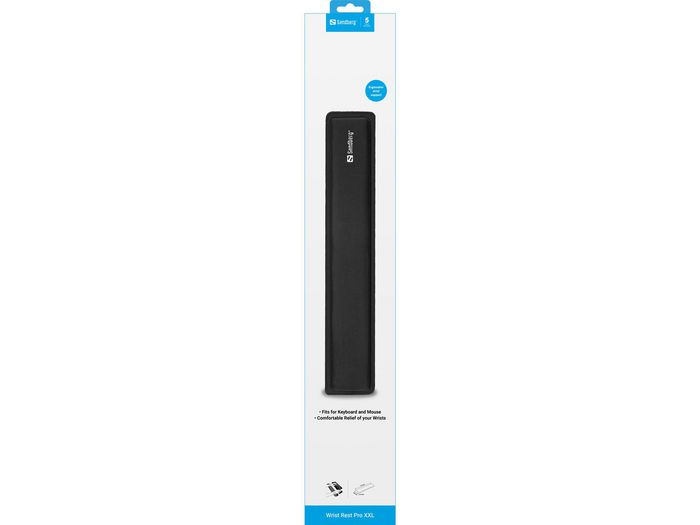 Sandberg Wrist Rest Pro XXL, Soporte para Muñeca y Ratón XXL para Comodidad Prolongada, Base Antideslizante, Bordes Cosidos
