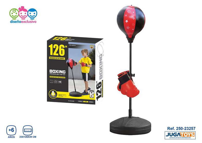 JugaToys Set de entrenamiento de boxeo con guantes y altura ajustable JugaToys Set de entrenamiento de boxeo con guantes y altura ajustable