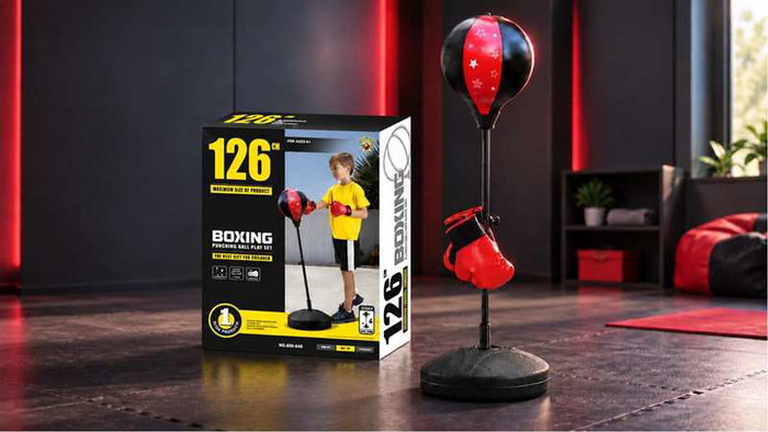 JugaToys Set de entrenamiento de boxeo con guantes y altura ajustable JugaToys Set de entrenamiento de boxeo con guantes y altura ajustable