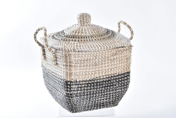 DKD Home Decor Cesta Balines Natural Gris Seagrass 35 x 43 x 45 cm