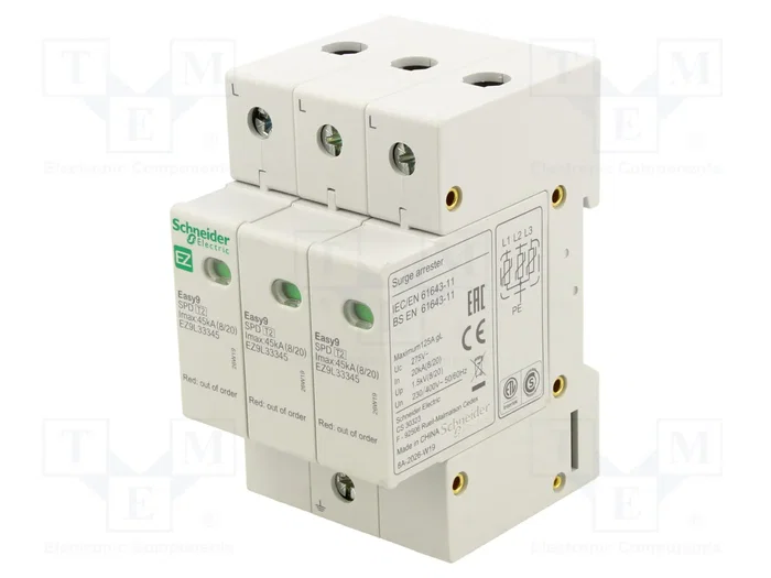 SCHNEIDER ELECTRIC Limitador de sobretensiones Easy9 EZ Tipo 2 de 3 polos SCHNEIDER ELECTRIC Limitador de sobretensiones Easy9 EZ Tipo 2 de 3 polos