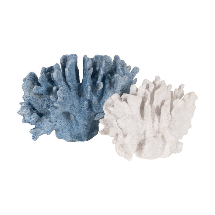 Figura Coral Azul Resina Decoración 27,50 X 13,50 X 19,50 cm