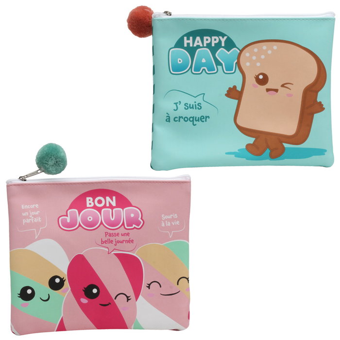 The Concept Factory Neceser Kawaii Estuche Happy Day Bonjour Rosa Verde