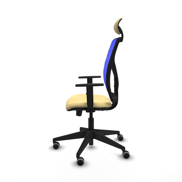 PIQUERAS Y CRESPO Silla de oficina Motilla con mecanismo Sincro/Traslack, Crema y Azul