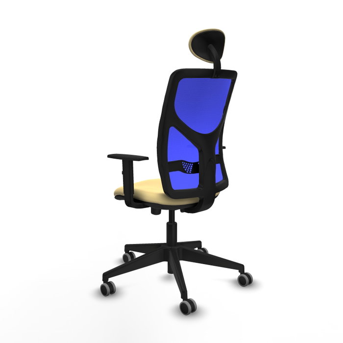 PIQUERAS Y CRESPO Silla de oficina Motilla con mecanismo Sincro/Traslack, Crema y Azul